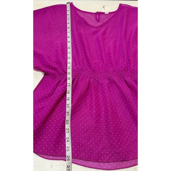 Cherokee Polka Dot Purple Fuchsia Flutter Sleeve Blouse Girl's Youth Size XL - Picture 11 of 12